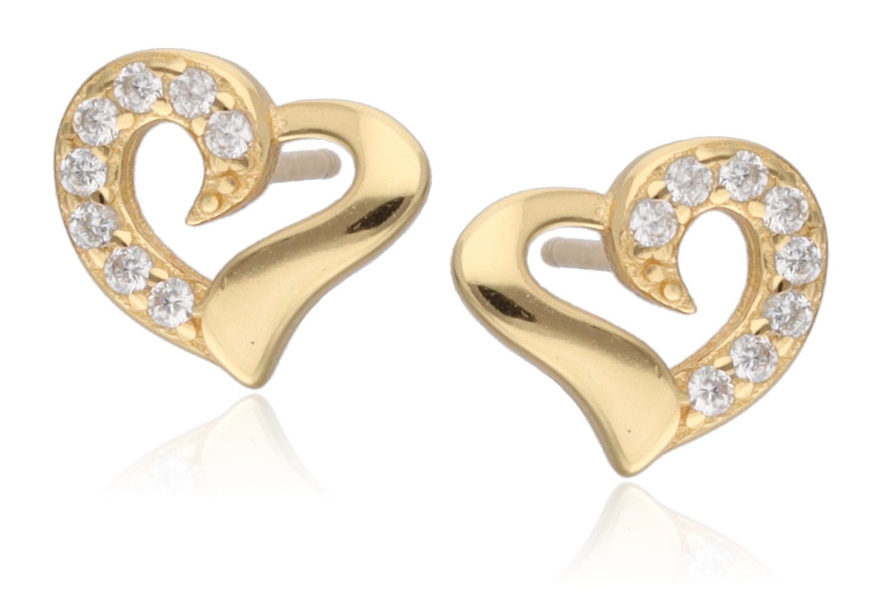 Silver Earrings gold plated heart