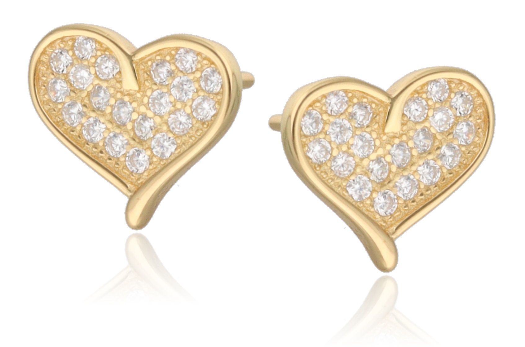 Silver Earrings gold plated heart