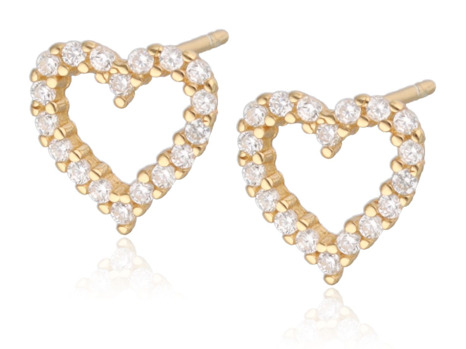 Silver Earrings gold plated heart
