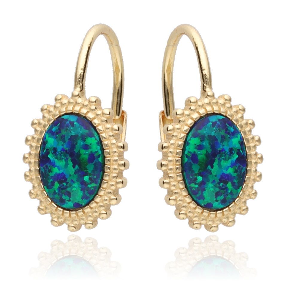 Silver Earrings Opal Op19 Gold Plated English.