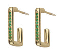 Silver Earrings Gold Plated Emerald