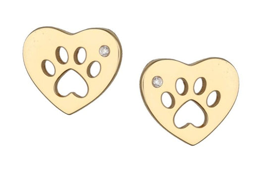 Silver Earrings Peacock Paw Heart Gold Plated