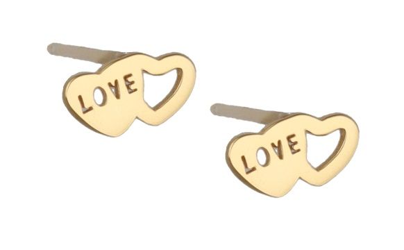 Silver Earrings Gold Plated Heart