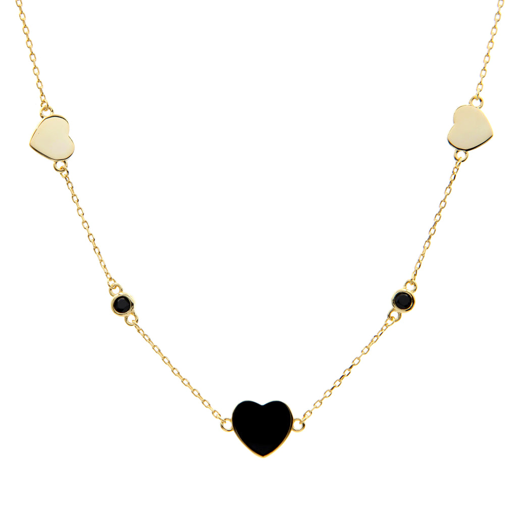 Silver Necklace 43+3 Heart Gold Plated