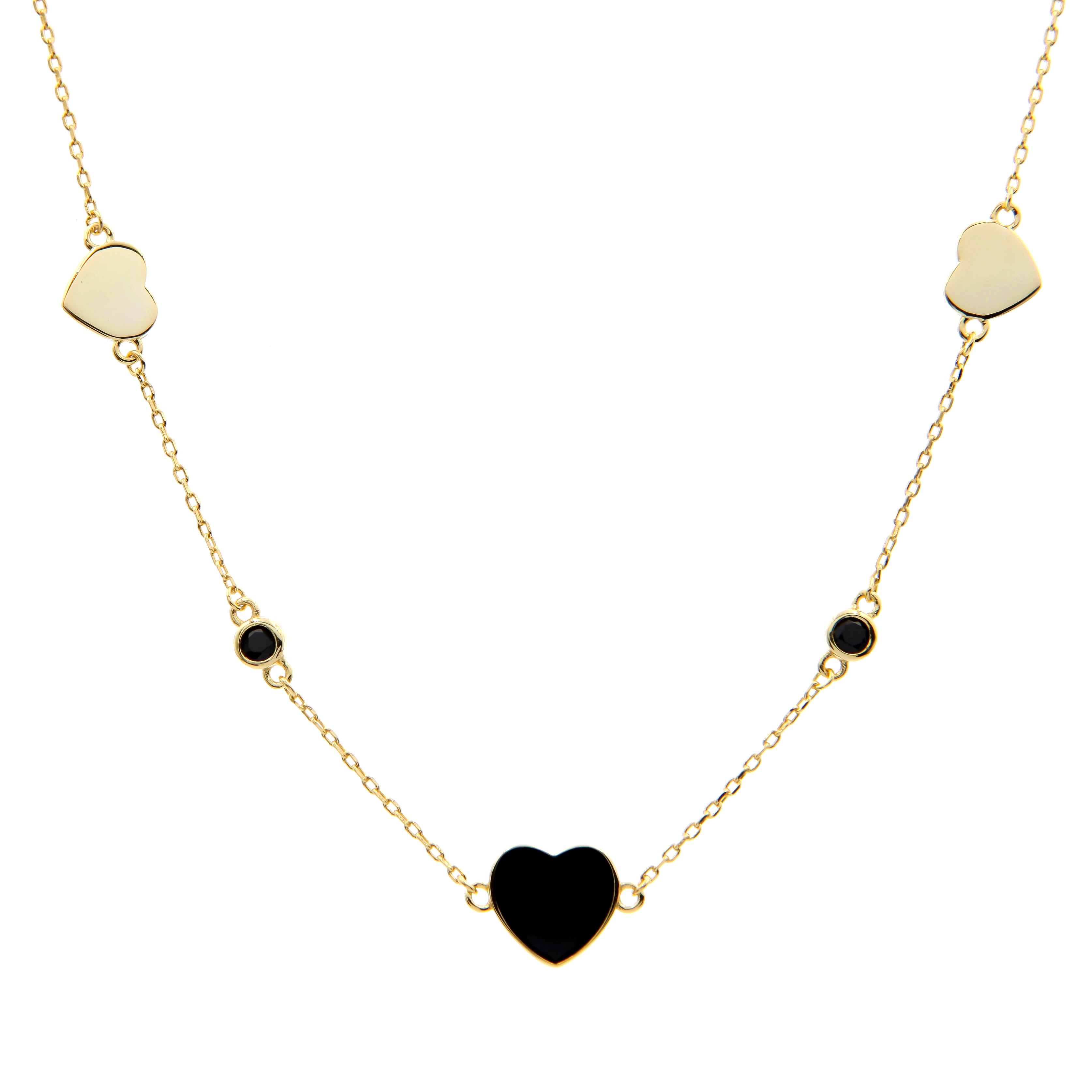 Silver Necklace 43+3 Heart Gold Plated