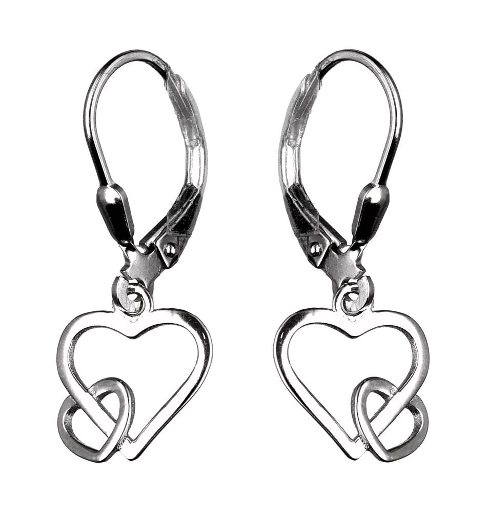 Silver Earrings Long Heart