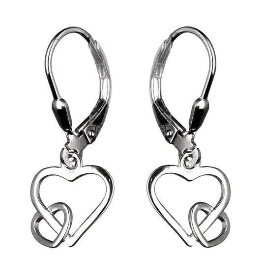 Silver Earrings Long Heart