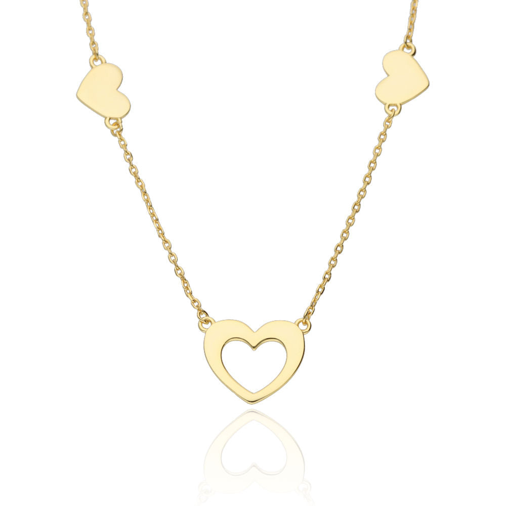 Silver Necklace 43+3 Gold Plated Heart