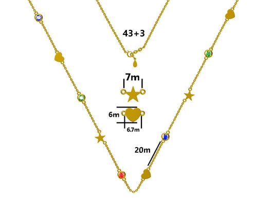 Silver Necklace 43+3 Gold Plated
