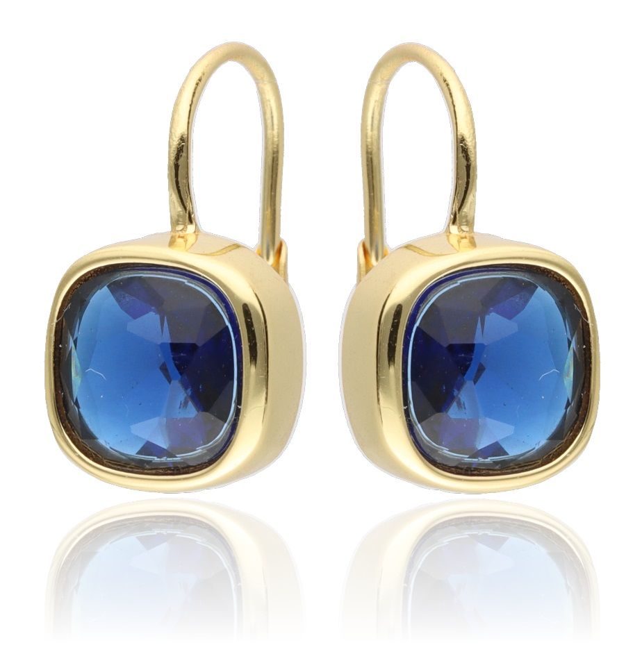 Silver Earrings Gold Plated Blue Steel Jade.