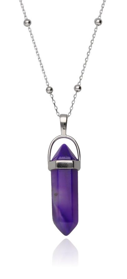 Silver Necklace Purple Onyx 43+3