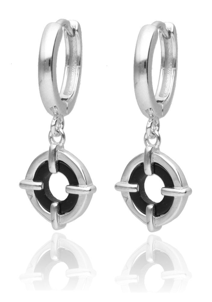 Silver Earrings Black Onyx