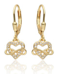 Silver Earrings gold plated infinity heart English