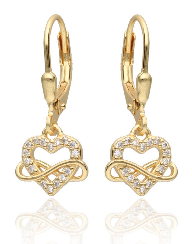 Silver Earrings gold plated infinity heart English