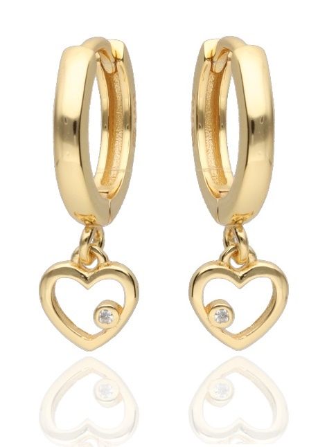Silver Earrings Gold Plated Heart