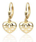 Silver Earrings Gold Plated Heart Long