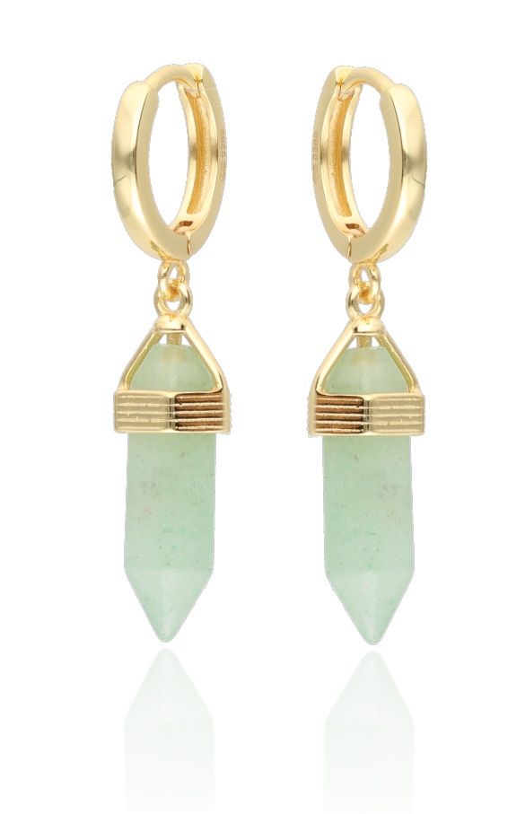 Silver Earrings Gold Plated Dangling Jade 