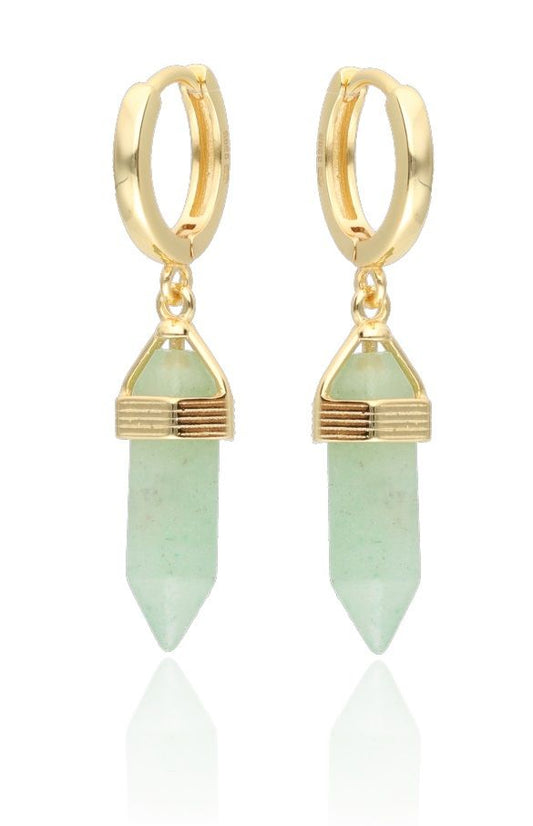 Silver Earrings Gold Plated Dangling Jade 