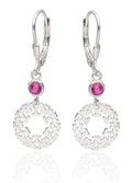 Silver Earrings Red Steel Jade Long