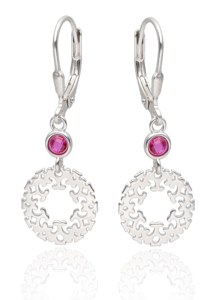 Silver Earrings Red Steel Jade Long