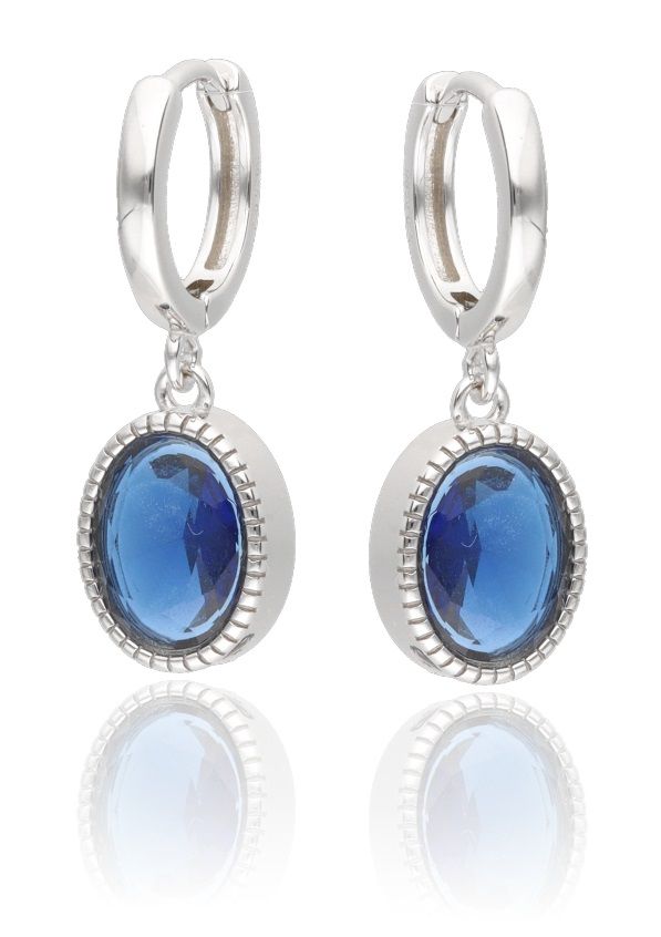 Silver Earrings Blue Steel Jade