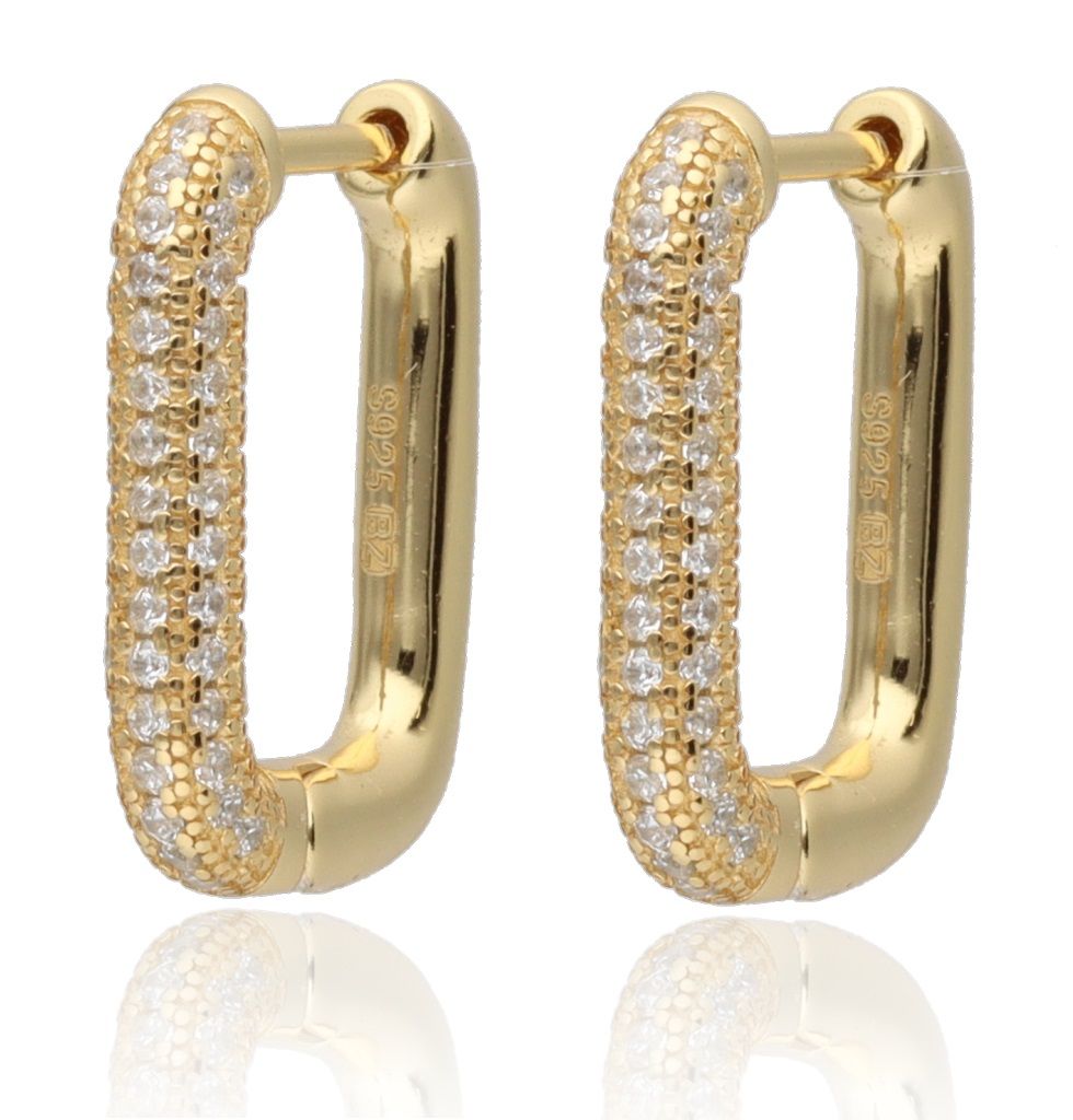 Silver Earrings Gold Plated 17.4x13mm