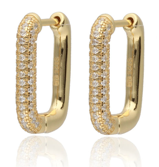 Silver Earrings Gold Plated 17.4x13mm