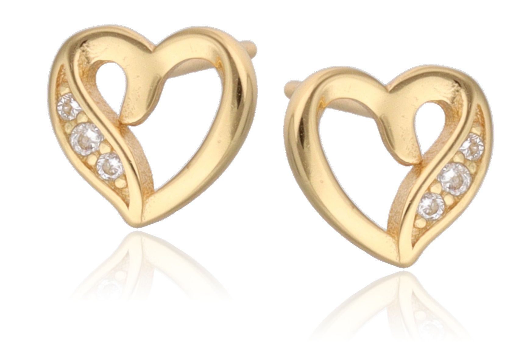Silver Earrings gold plated heart 7.8m