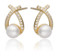 Silver Earrings Gold Plated Pearl
