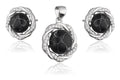 Silver Earrings Howlite Black