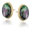 Silver Earrings Epidote Gold Plated 16mm