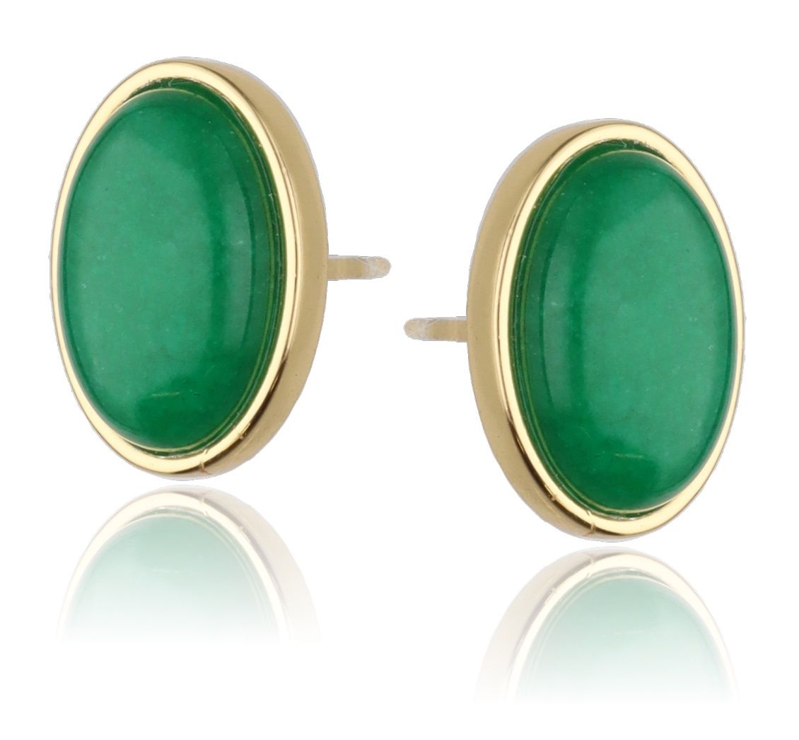 Silver Earrings Jadeite Gold Plated 16mm