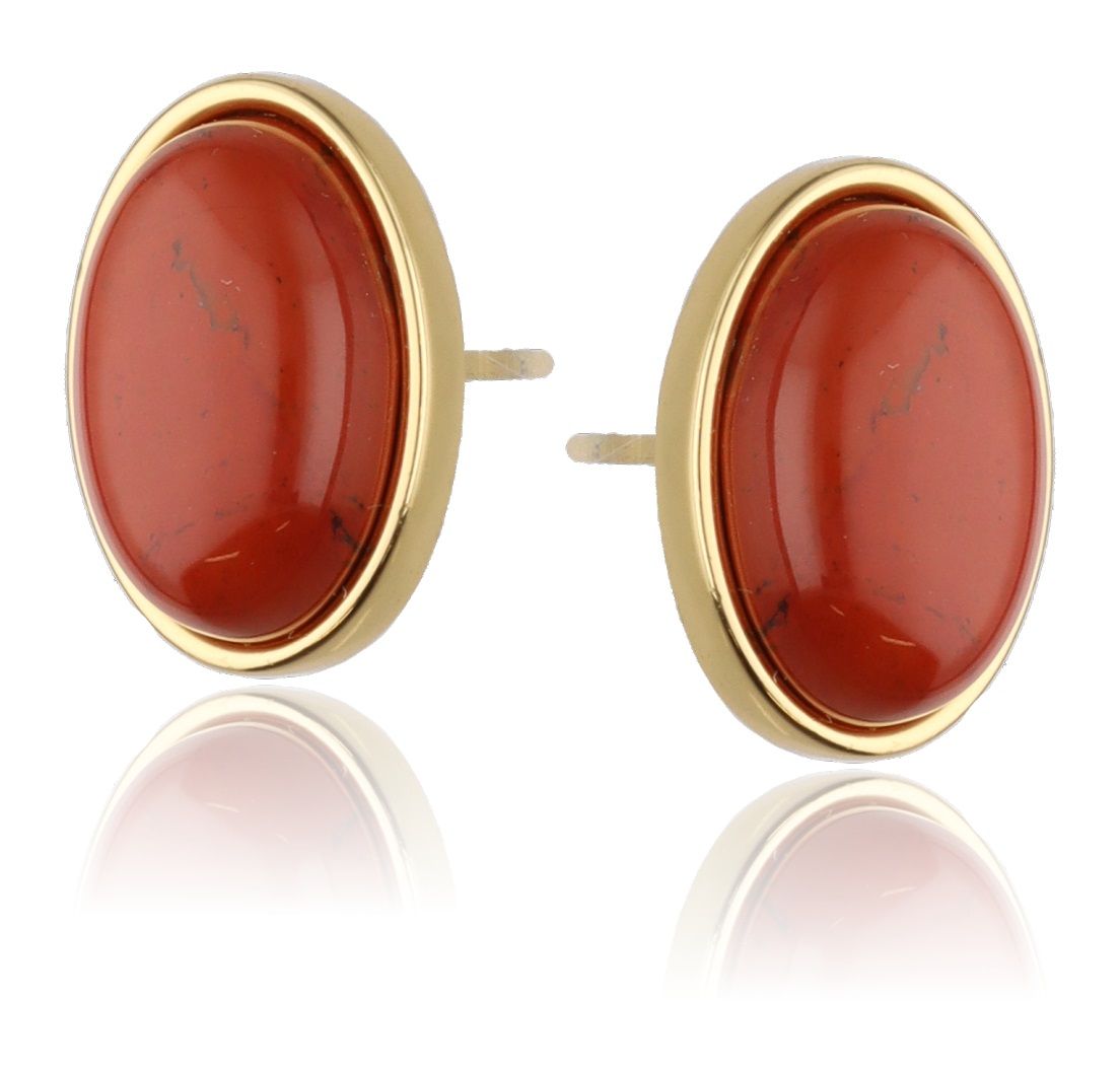 Silver Earrings Red Jasper Plated 16mm