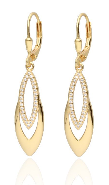 Silver Earrings Gold Plated English Long