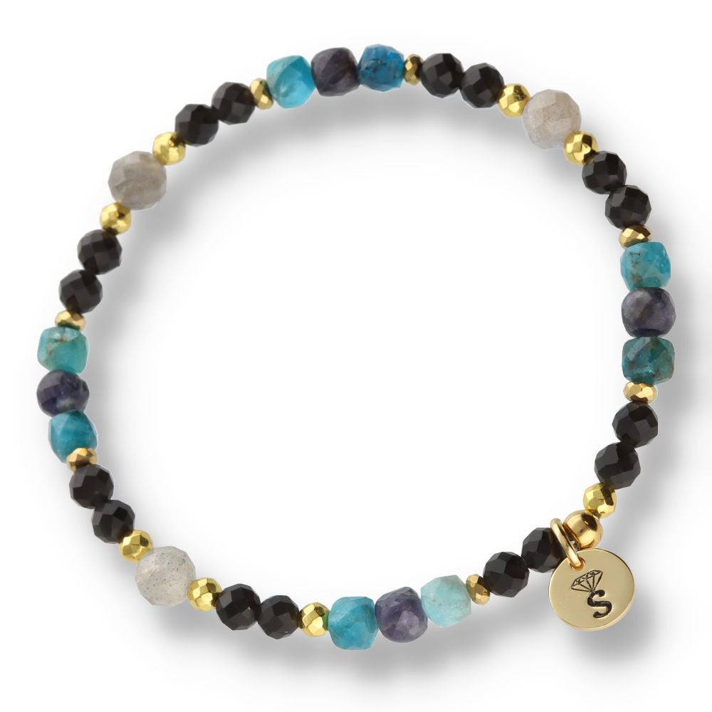 Silver Bracelet -30% Obsidian Hematite Apatite IIIolite