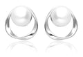 Silver Earrings Pearl Shell 17 mm