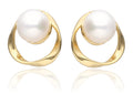 Silver Earrings Gold Plated Pearl Shell 17mm