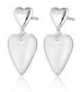 Silver Earrings heart pearl shell