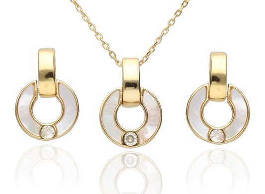 Silver Jewelry Set with Mother of Pearl | Gold Plated