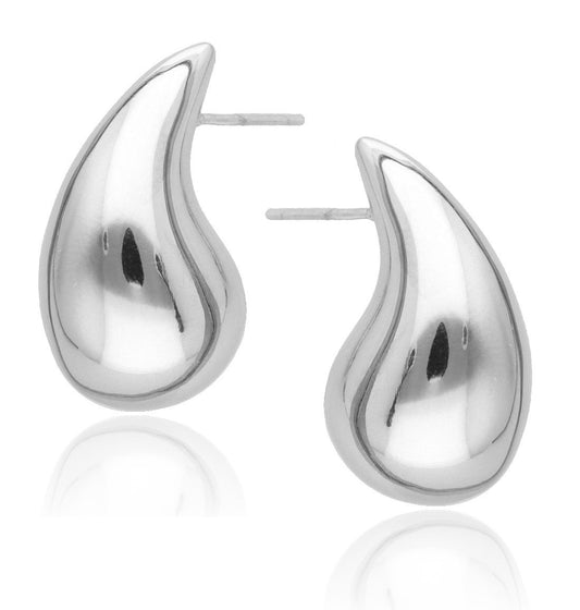 Silver Earrings 25mm Drop Teardrop