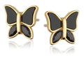 Silberohrringe Schmetterling vergoldet schwarzer Onyx