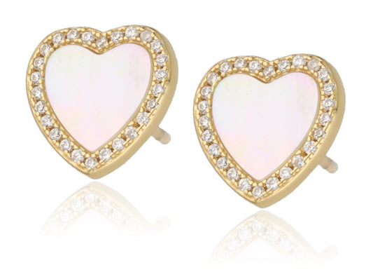 Silver Earrings Heart Shell Gold Plated 10M