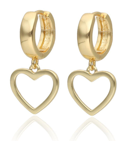 Silver Earrings Gold Plated Heart
