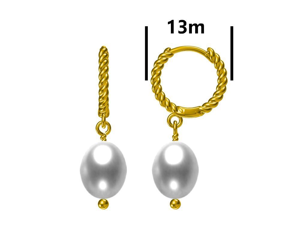 Silver Earrings Pearl Gold Plated