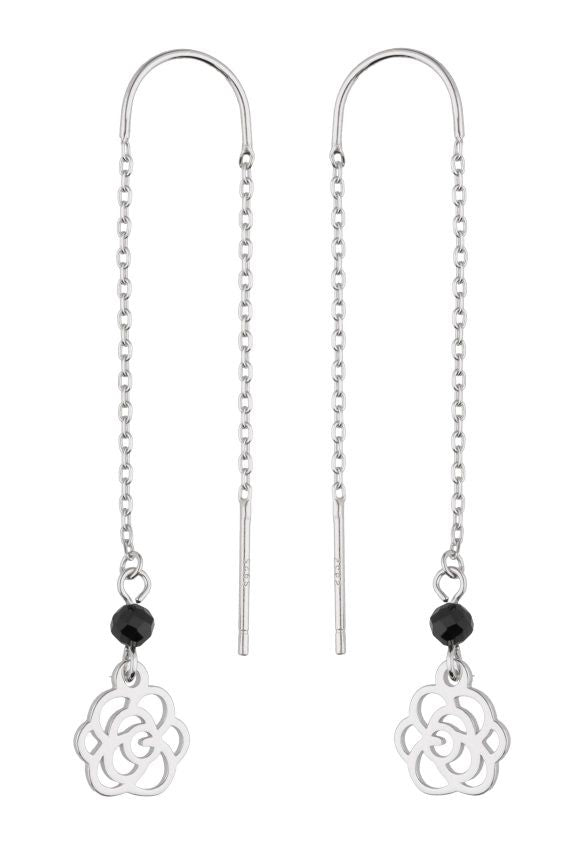 Silver Earrings Dragged Flower