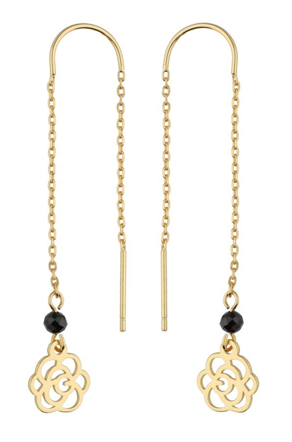Silver Earrings Dragged Gold Plated Flower