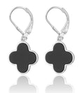 Silberohrringe Kleeblatt Schwarzer Onyx 14M lang