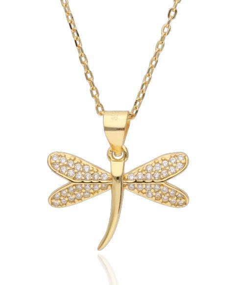 Silver Necklace Dragonfly Gold Plated 19M