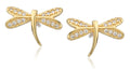 Silver Earrings Dragonfly Gold Plated 13M