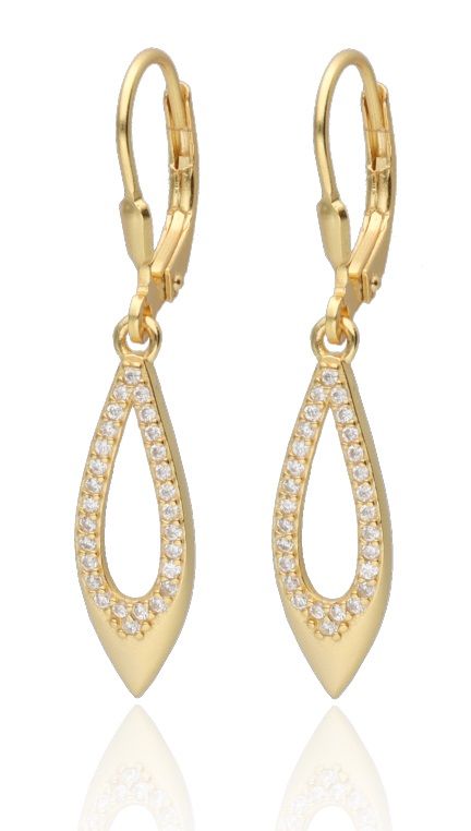 Silver Earrings Gold Plated English Long